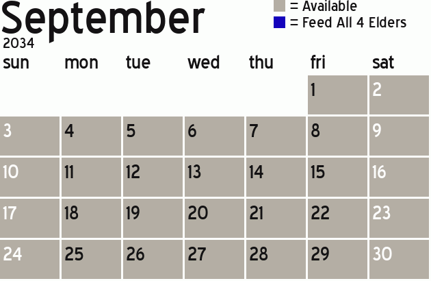 Missionary Dinner Calendar