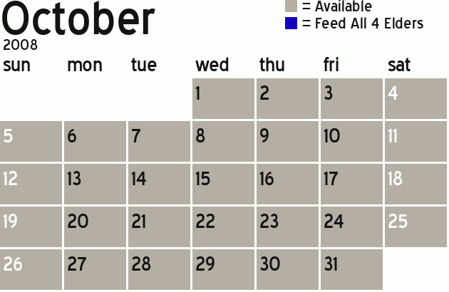 Missionary Dinner Calendar