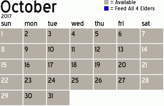 Missionary Dinner Calendar