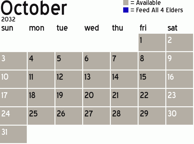 Missionary Dinner Calendar
