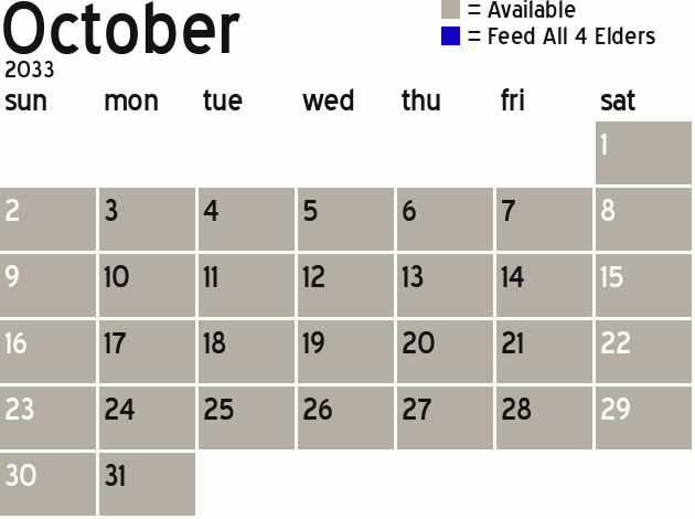 Missionary Dinner Calendar