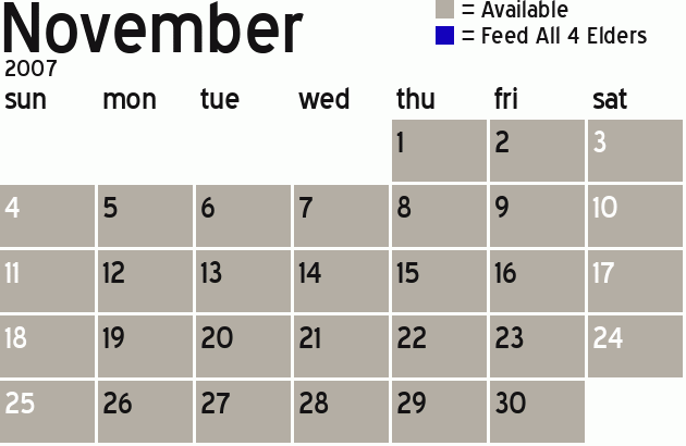 Missionary Dinner Calendar