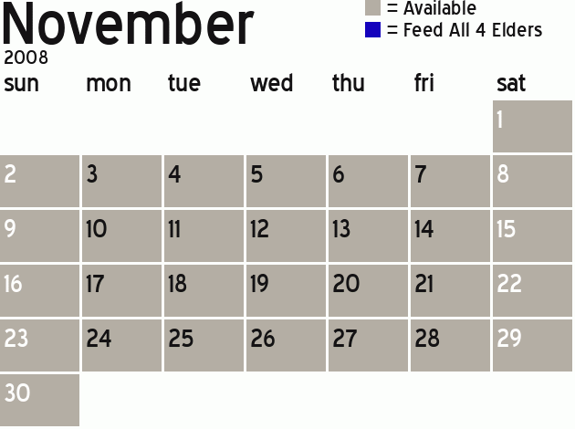 Missionary Dinner Calendar