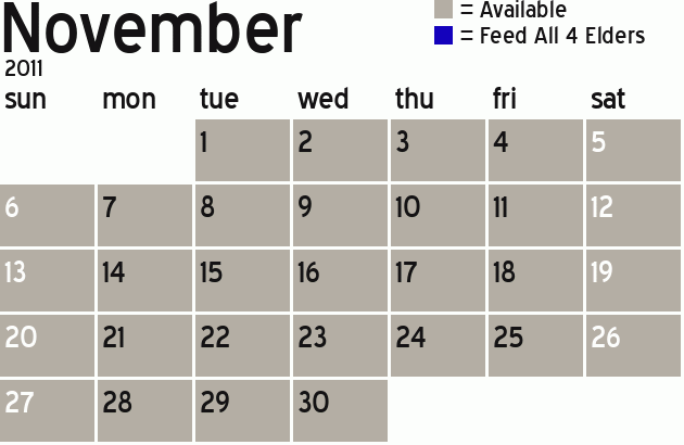 Missionary Dinner Calendar