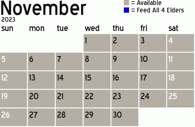 Missionary Dinner Calendar