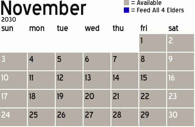 Missionary Dinner Calendar