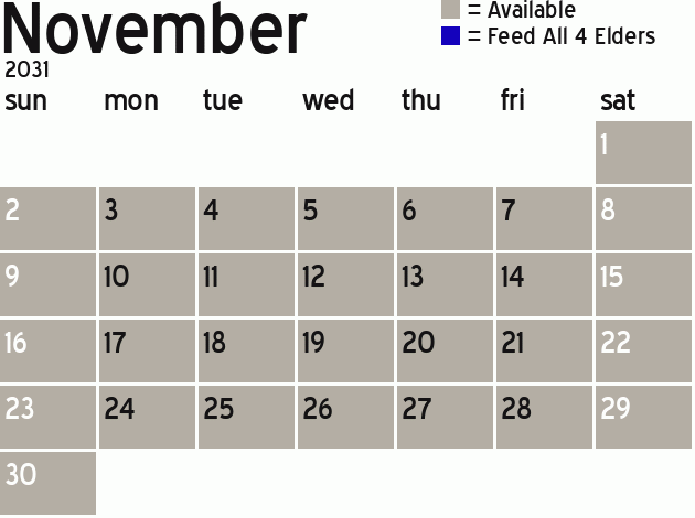 Missionary Dinner Calendar