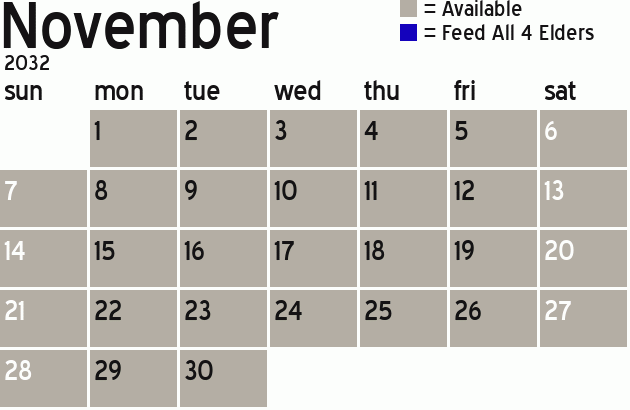 Missionary Dinner Calendar