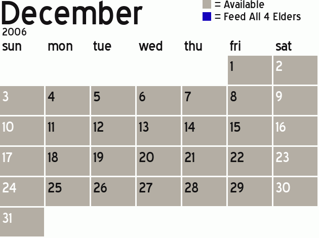 Missionary Dinner Calendar