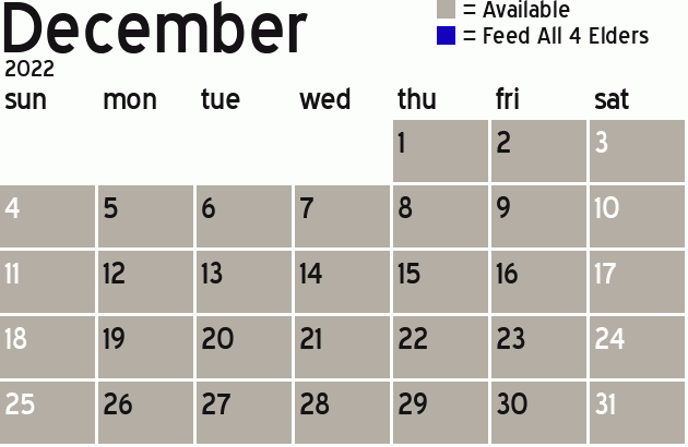 Missionary Dinner Calendar