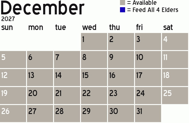 Missionary Dinner Calendar