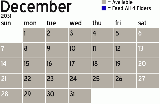 Missionary Dinner Calendar